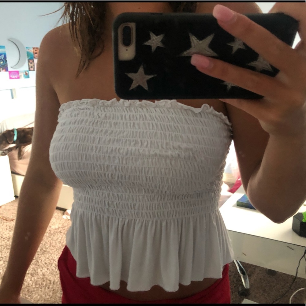 sky & sparrow white tube top